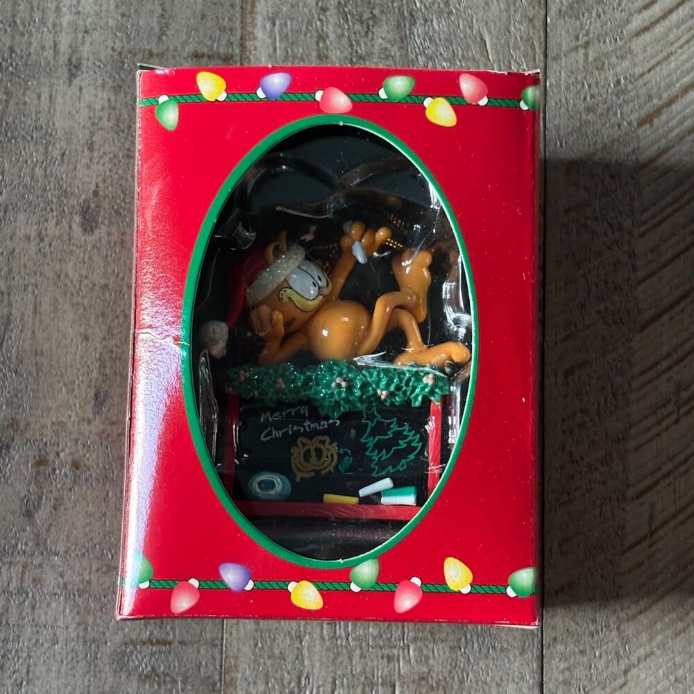 Vintage 1996 Garfield's Trim-A-Tree Ornament Garfield On Blackboard Santa Hat